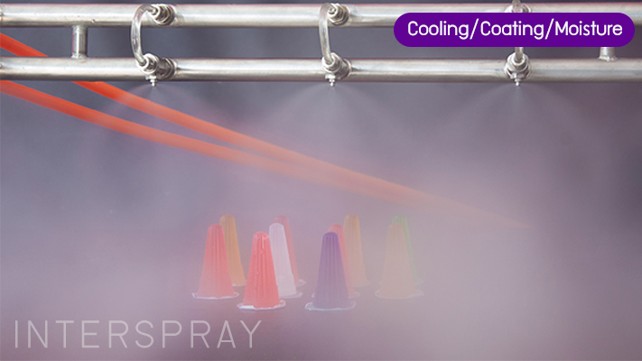 Spray nozzle for cooling coating and moisture